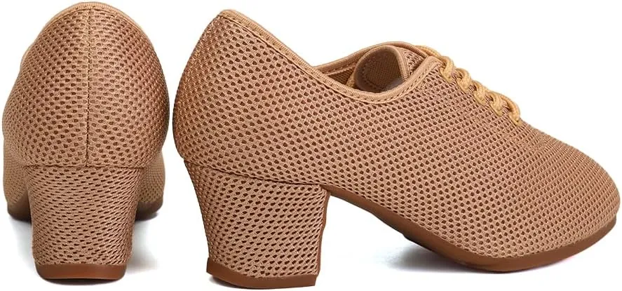 TINRYMX Ballroom Dance Shoes Women Practice Teaching Modern Professional Standard Latin Salsa Dance Shoes, Model RY-1801WB