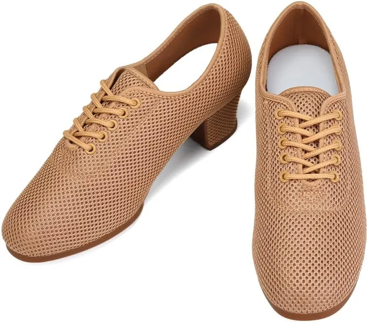TINRYMX Ballroom Dance Shoes Women Practice Teaching Modern Professional Standard Latin Salsa Dance Shoes, Model RY-1801WB