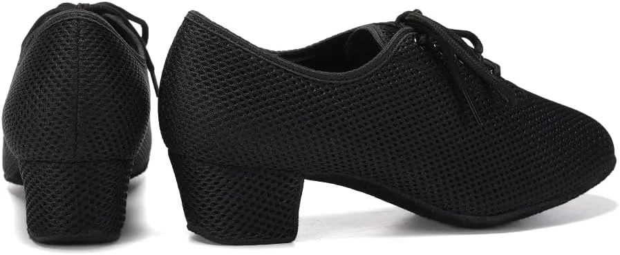 TINRYMX Ballroom Dance Shoes Women Practice Teaching Modern Professional Standard Latin Salsa Dance Shoes, Model RY-1801WB