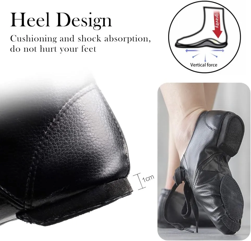 TINRYMX Jazz Shoes PU Leather Lace-up Elastic Slip On Split Sole Jazz Shoe for Women&Men Dance Shoes,Model TJ-Jazz
