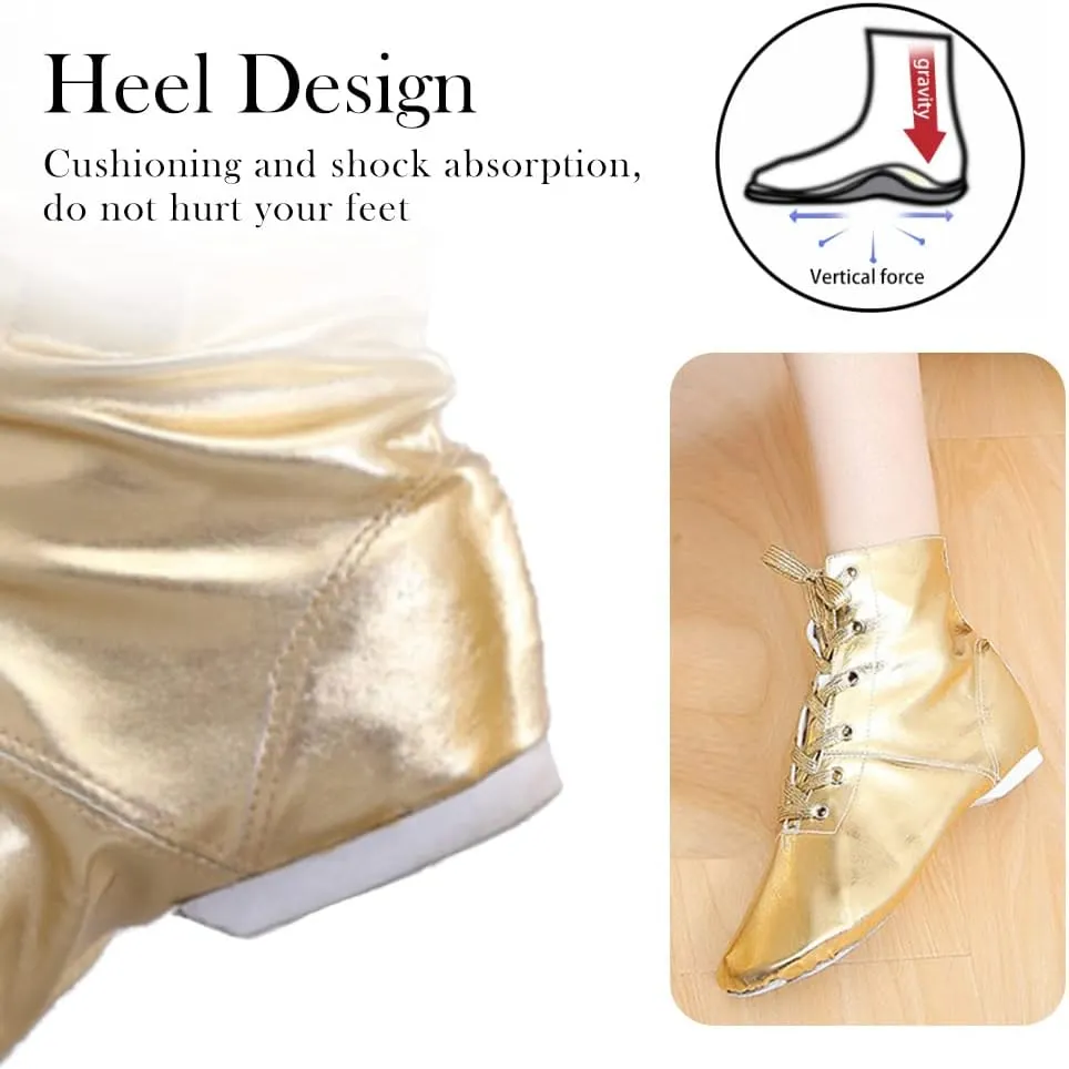 TINRYMX Jazz Shoes PU Leather Lace-up Elastic Slip On Split Sole Jazz Shoe for Women&Men Dance Shoes,Model TJ-Jazz