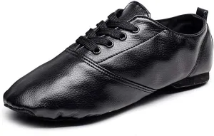 TINRYMX Jazz Shoes PU Leather Lace-up Elastic Slip On Split Sole Jazz Shoe for Women&Men Dance Shoes,Model TJ-Jazz