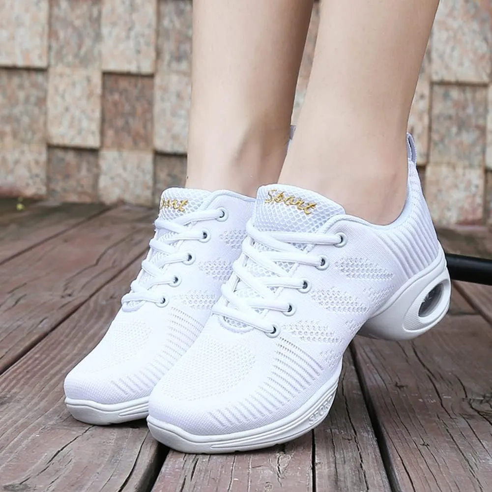 TINRYMX Modern Dance Shoes Women Lace up Air Cushion Sole Ballroom Jazz Hip hop Practice Sneakers Dance Shoes,Model-LYX706
