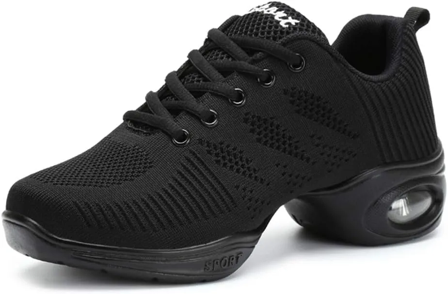 TINRYMX Modern Dance Shoes Women Lace up Air Cushion Sole Ballroom Jazz Hip hop Practice Sneakers Dance Shoes,Model-LYX706