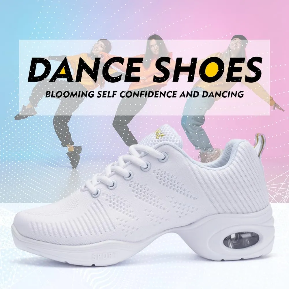 TINRYMX Modern Dance Shoes Women Lace up Air Cushion Sole Ballroom Jazz Hip hop Practice Sneakers Dance Shoes,Model-LYX706