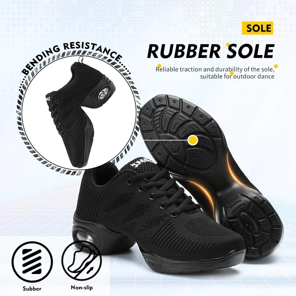 TINRYMX Modern Dance Shoes Women Lace up Air Cushion Sole Ballroom Jazz Hip hop Practice Sneakers Dance Shoes,Model-LYX706