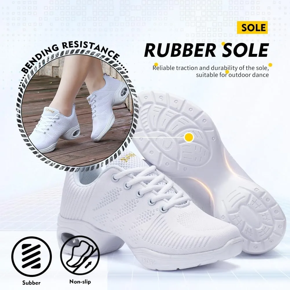 TINRYMX Modern Dance Shoes Women Lace up Air Cushion Sole Ballroom Jazz Hip hop Practice Sneakers Dance Shoes,Model-LYX706