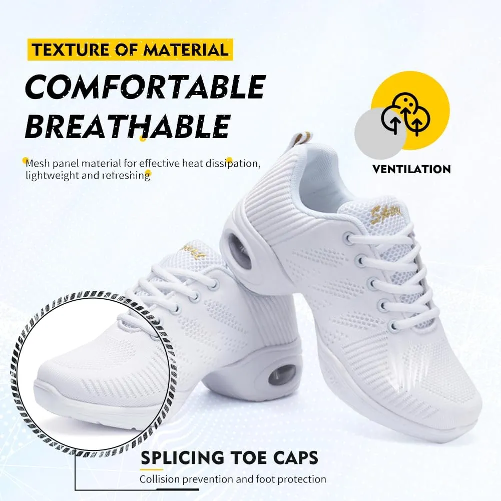 TINRYMX Modern Dance Shoes Women Lace up Air Cushion Sole Ballroom Jazz Hip hop Practice Sneakers Dance Shoes,Model-LYX706
