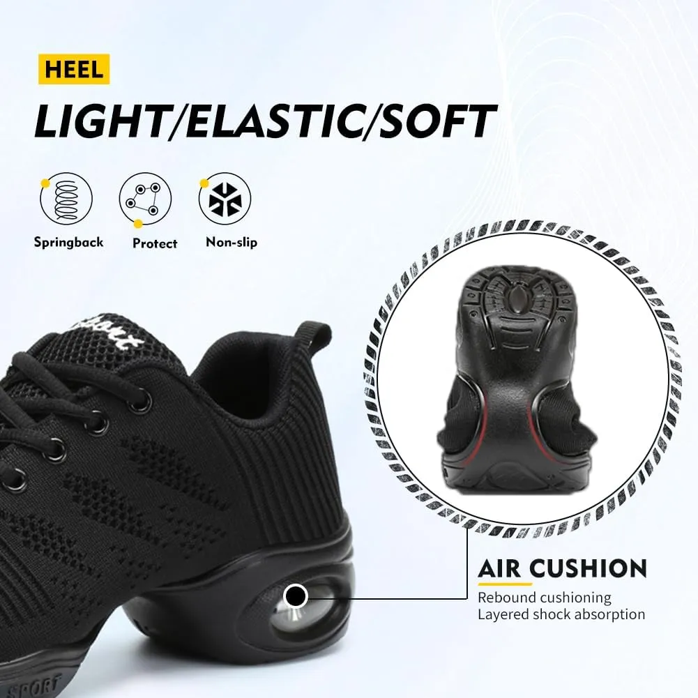 TINRYMX Modern Dance Shoes Women Lace up Air Cushion Sole Ballroom Jazz Hip hop Practice Sneakers Dance Shoes,Model-LYX706
