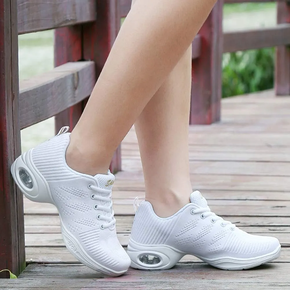 TINRYMX Modern Dance Shoes Women Lace up Air Cushion Sole Ballroom Jazz Hip hop Practice Sneakers Dance Shoes,Model-LYX706