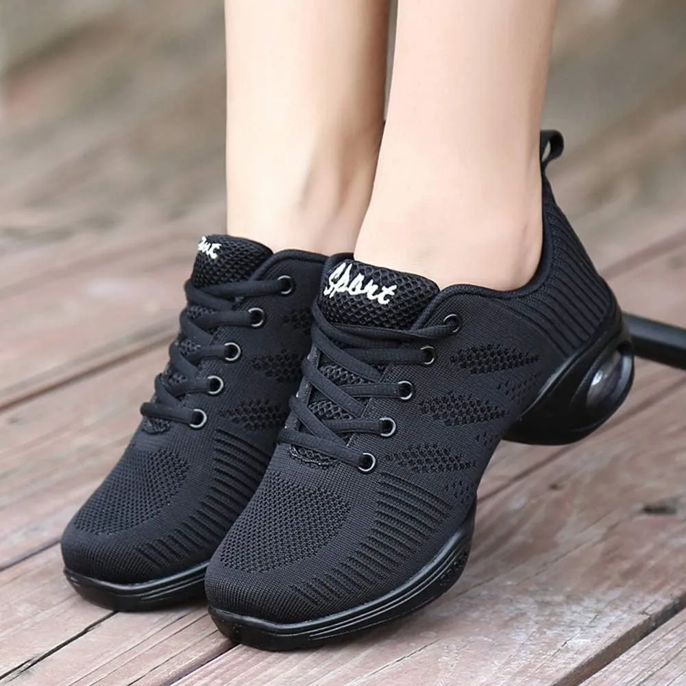 TINRYMX Modern Dance Shoes Women Lace up Air Cushion Sole Ballroom Jazz Hip hop Practice Sneakers Dance Shoes,Model-LYX706