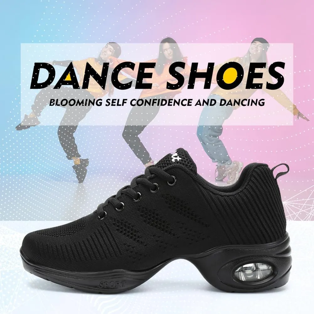 TINRYMX Modern Dance Shoes Women Lace up Air Cushion Sole Ballroom Jazz Hip hop Practice Sneakers Dance Shoes,Model-LYX706