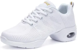 TINRYMX Modern Dance Shoes Women Lace up Air Cushion Sole Ballroom Jazz Hip hop Practice Sneakers Dance Shoes,Model-LYX706