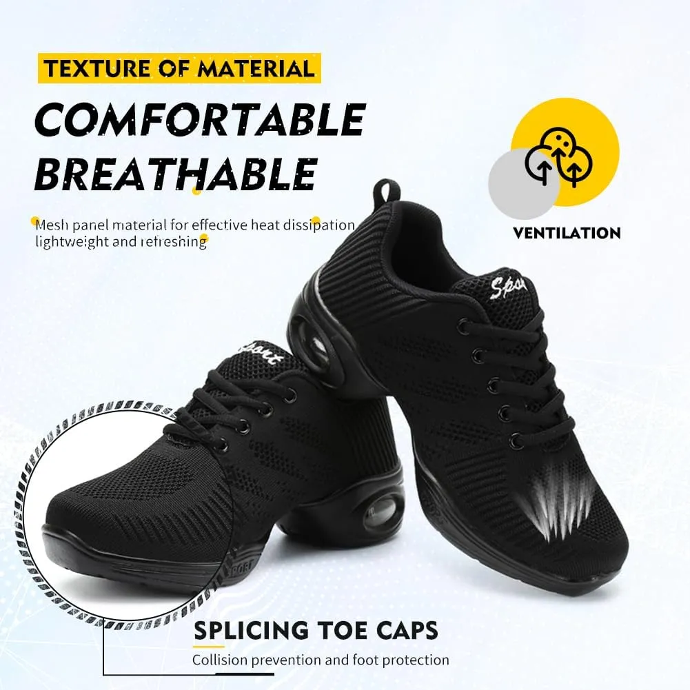 TINRYMX Modern Dance Shoes Women Lace up Air Cushion Sole Ballroom Jazz Hip hop Practice Sneakers Dance Shoes,Model-LYX706