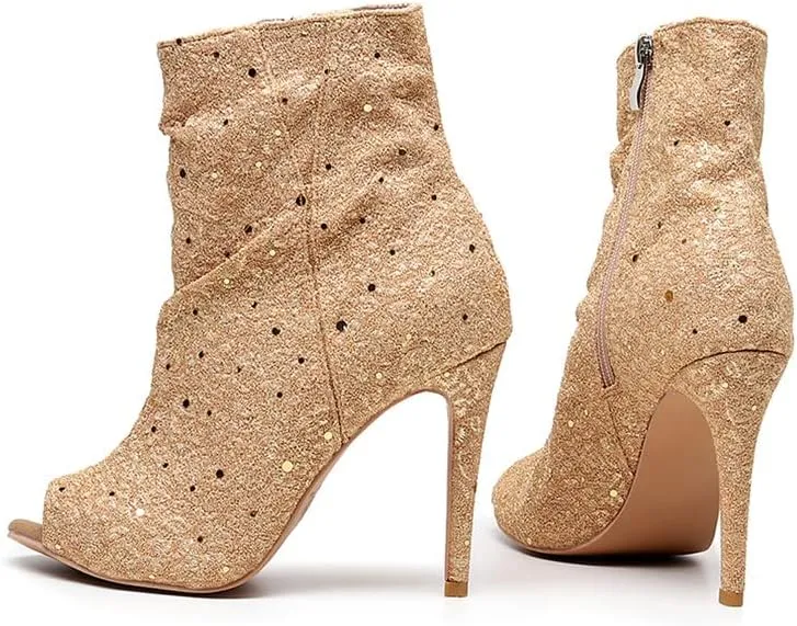 TINRYMX Women Ballroom Dance Boots Latin Salsa Ankle Booties Performance Party Dance Shoes High Heel, Model-QJW7261