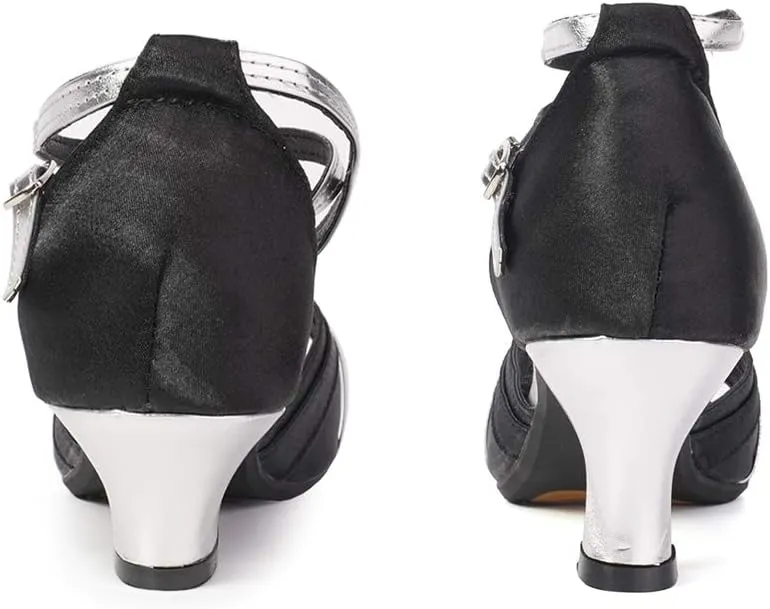 TINRYMX Women Latin Dance Shoes Open Toe Ballroom Salsa Tango Dancing Shoes, Model DY-08-5.5