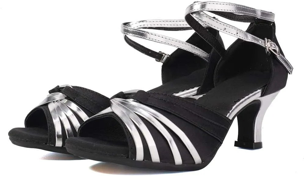 TINRYMX Women Latin Dance Shoes Open Toe Ballroom Salsa Tango Dancing Shoes, Model DY-08-5.5