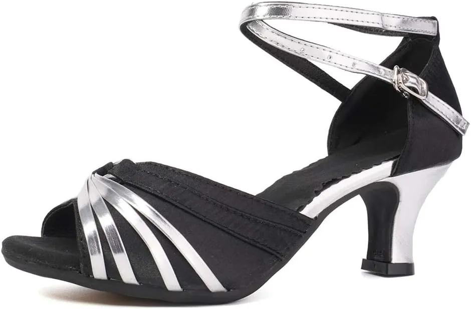 TINRYMX Women Latin Dance Shoes Open Toe Ballroom Salsa Tango Dancing Shoes, Model DY-08-5.5