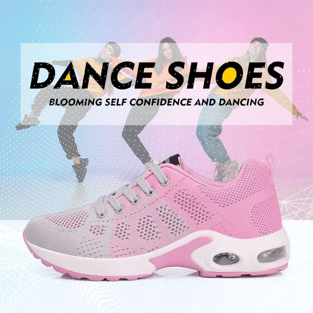 TINRYMX Women Modern Dance Shoes Lace up Air Cushion Sneakers Ballroom Jazz Hip hop Practice Dance Sneaker Shoes,Model-LYX1722