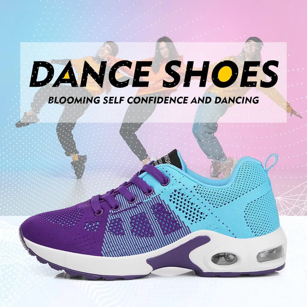 TINRYMX Women Modern Dance Shoes Lace up Air Cushion Sneakers Ballroom Jazz Hip hop Practice Dance Sneaker Shoes,Model-LYX1722