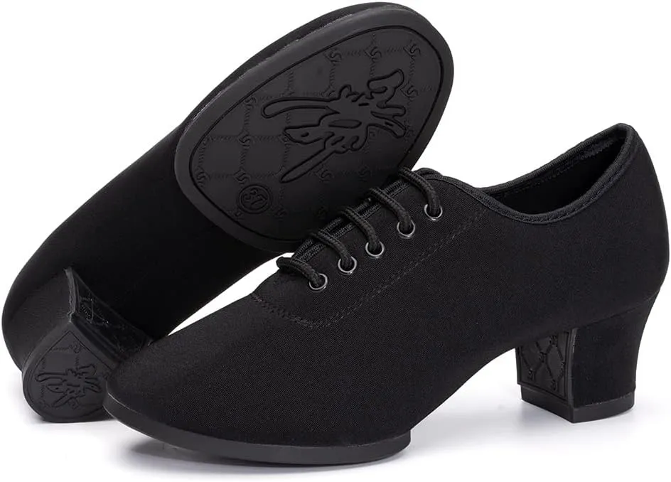 TINRYMX Women Modern Dance Shoes Lace up Ballroom Tango Foxtrot Waltz Professional Practice Latin Dance Shoes, Model LHD2805