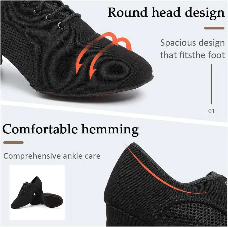 TINRYMX Women Modern Dance Shoes Lace up Ballroom Tango Foxtrot Waltz Professional Practice Latin Dance Shoes, Model LHD2805