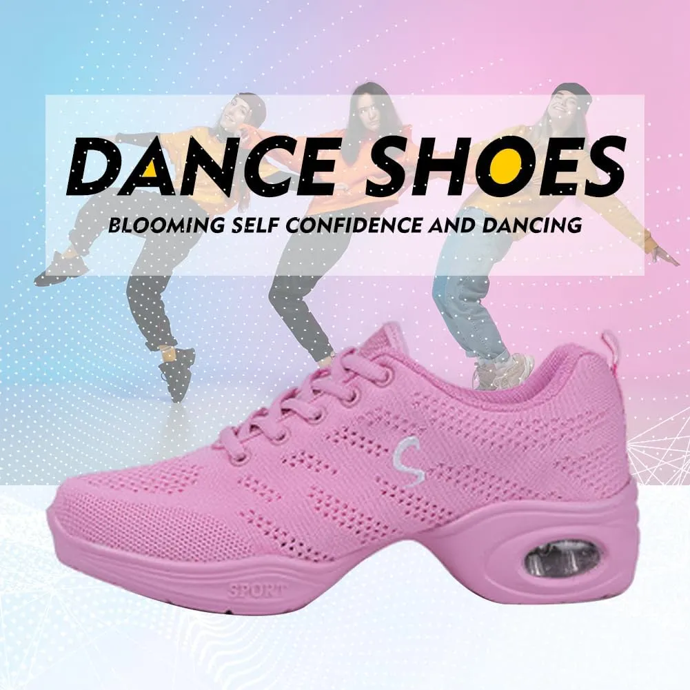 TINRYMX Women Modern Dance Sneakers Jazz Shoes Lace up Walking Shoes Air Cushion Ballroom Practice Dance Shoes,Model-LYX883