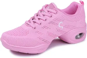 TINRYMX Women Modern Dance Sneakers Jazz Shoes Lace up Walking Shoes Air Cushion Ballroom Practice Dance Shoes,Model-LYX883
