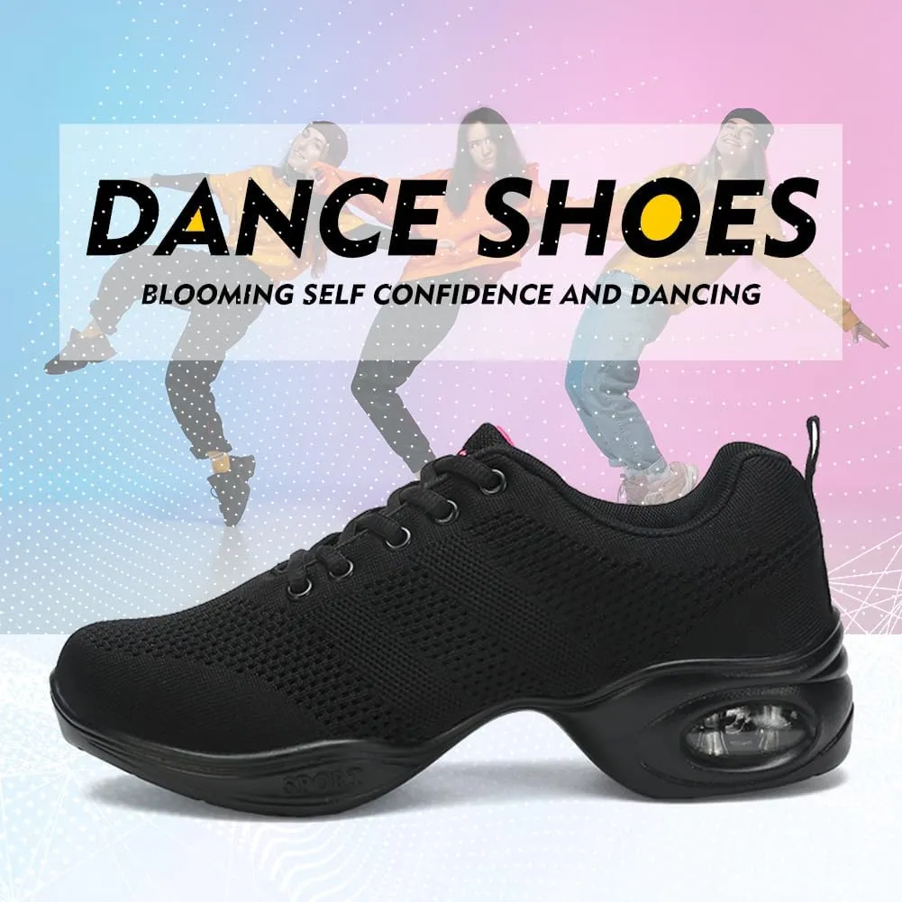 TINRYMX Women Modern Dance Sneakers Lace up Air Cushion Ballroom Jazz Hip hop Practice Dance Shoes,Model-LYX876