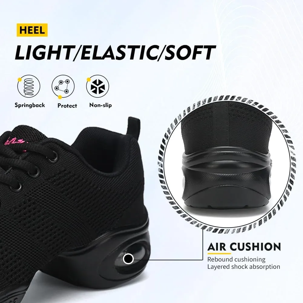 TINRYMX Women Modern Dance Sneakers Lace up Air Cushion Ballroom Jazz Hip hop Practice Dance Shoes,Model-LYX876