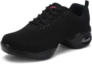 TINRYMX Women Modern Dance Sneakers Lace up Air Cushion Ballroom Jazz Hip hop Practice Dance Shoes,Model-LYX876