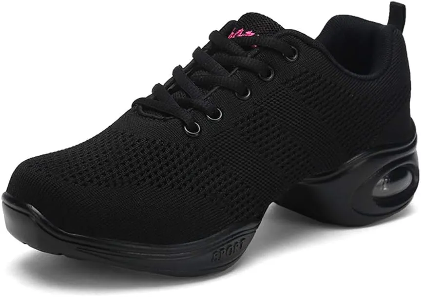 TINRYMX Women Modern Dance Sneakers Lace up Air Cushion Ballroom Jazz Hip hop Practice Dance Shoes,Model-LYX876