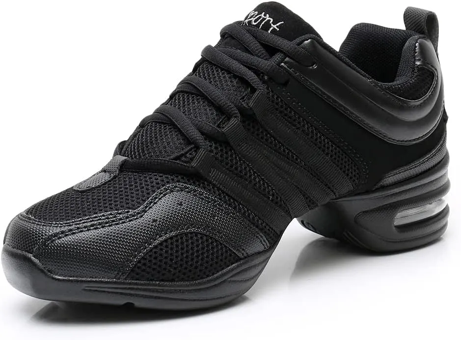 TINRYMX Women Modern Jazz Shoes Lace up Sneakers Breathable Air Cushion Split Sole Athletic Walking Ballroom Exercise Dance Sneaker Shoes,Model-LYX729