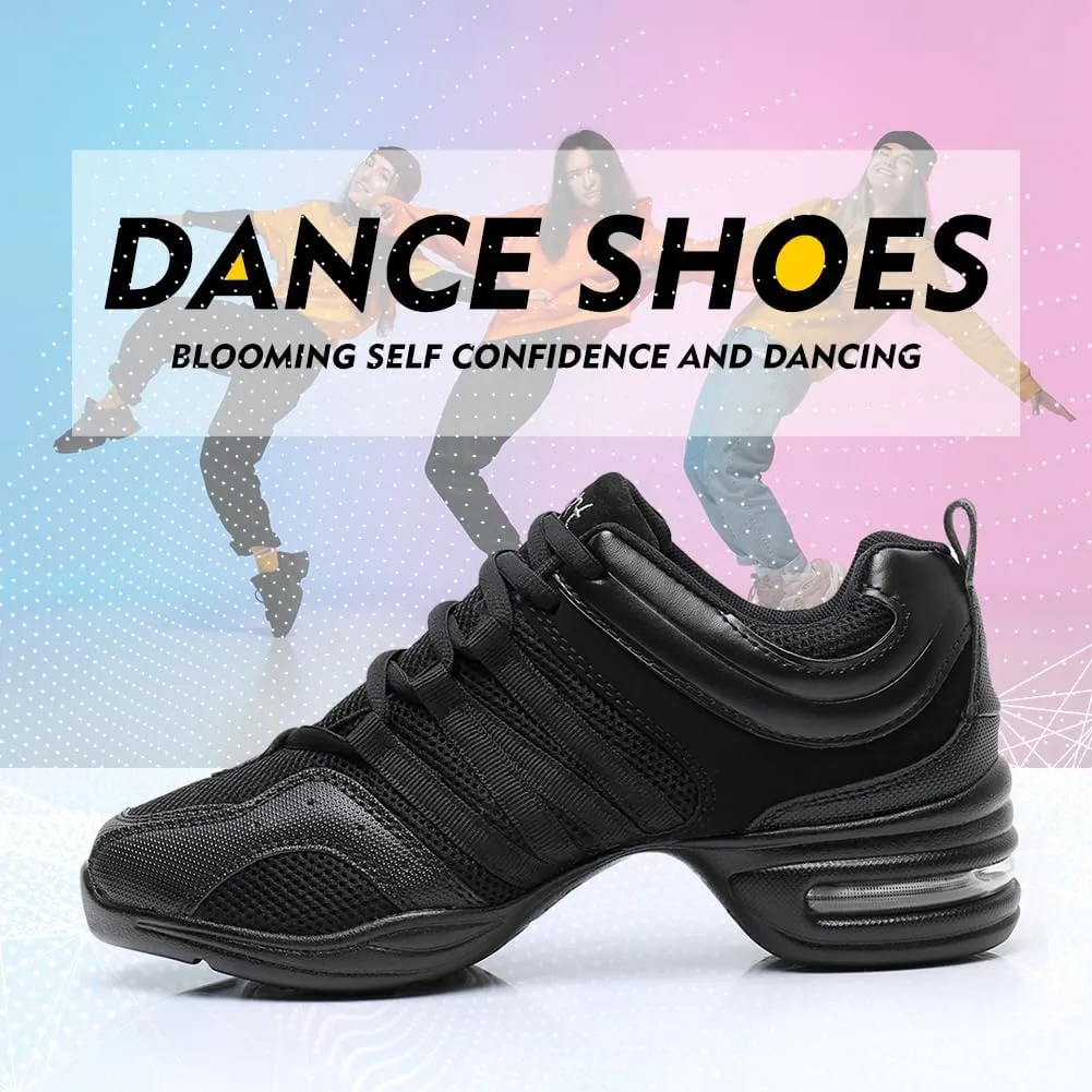 TINRYMX Women Modern Jazz Shoes Lace up Sneakers Breathable Air Cushion Split Sole Athletic Walking Ballroom Exercise Dance Sneaker Shoes,Model-LYX729