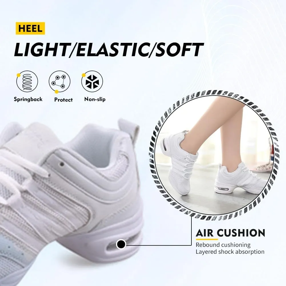 TINRYMX Women Modern Jazz Shoes Lace up Sneakers Breathable Air Cushion Split Sole Athletic Walking Ballroom Exercise Dance Sneaker Shoes,Model-LYX729