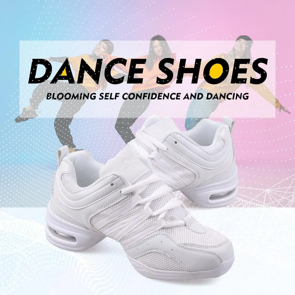 TINRYMX Women Modern Jazz Shoes Lace up Sneakers Breathable Air Cushion Split Sole Athletic Walking Ballroom Exercise Dance Sneaker Shoes,Model-LYX729