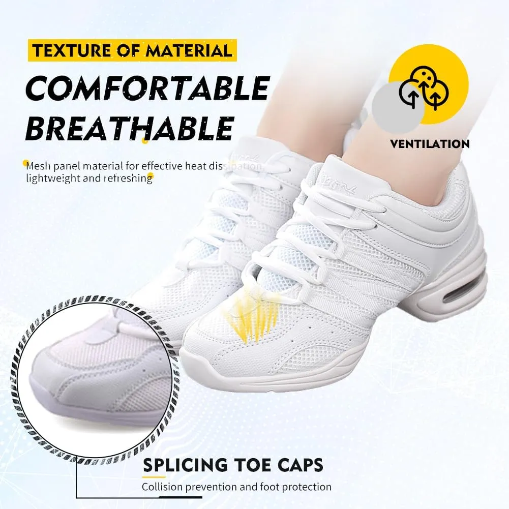 TINRYMX Women Modern Jazz Shoes Lace up Sneakers Breathable Air Cushion Split Sole Athletic Walking Ballroom Exercise Dance Sneaker Shoes,Model-LYX729