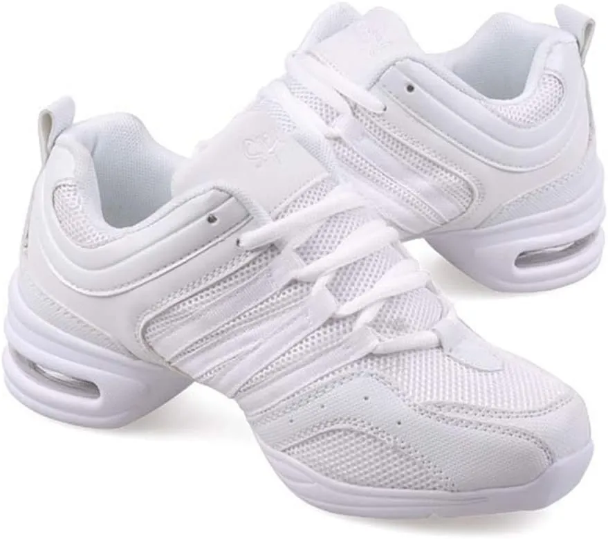 TINRYMX Women Modern Jazz Shoes Lace up Sneakers Breathable Air Cushion Split Sole Athletic Walking Ballroom Exercise Dance Sneaker Shoes,Model-LYX729