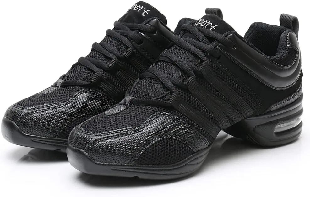 TINRYMX Women Modern Jazz Shoes Lace up Sneakers Breathable Air Cushion Split Sole Athletic Walking Ballroom Exercise Dance Sneaker Shoes,Model-LYX729