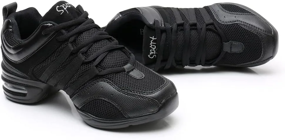 TINRYMX Women Modern Jazz Shoes Lace up Sneakers Breathable Air Cushion Split Sole Athletic Walking Ballroom Exercise Dance Sneaker Shoes,Model-LYX729