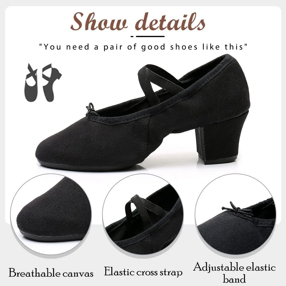 TINRYMX Womens Latin Dance Shoes Closed Toe Ballroom Salsa Tango Teaching Practice Dancing Shoes,Model-MFBJ
