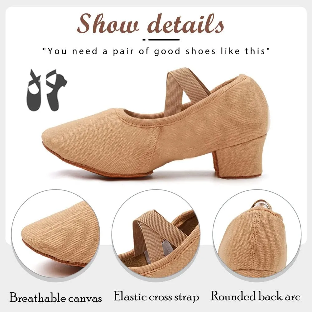 TINRYMX Womens Latin Dance Shoes Closed Toe Ballroom Salsa Tango Teaching Practice Dancing Shoes,Model-MFBJ