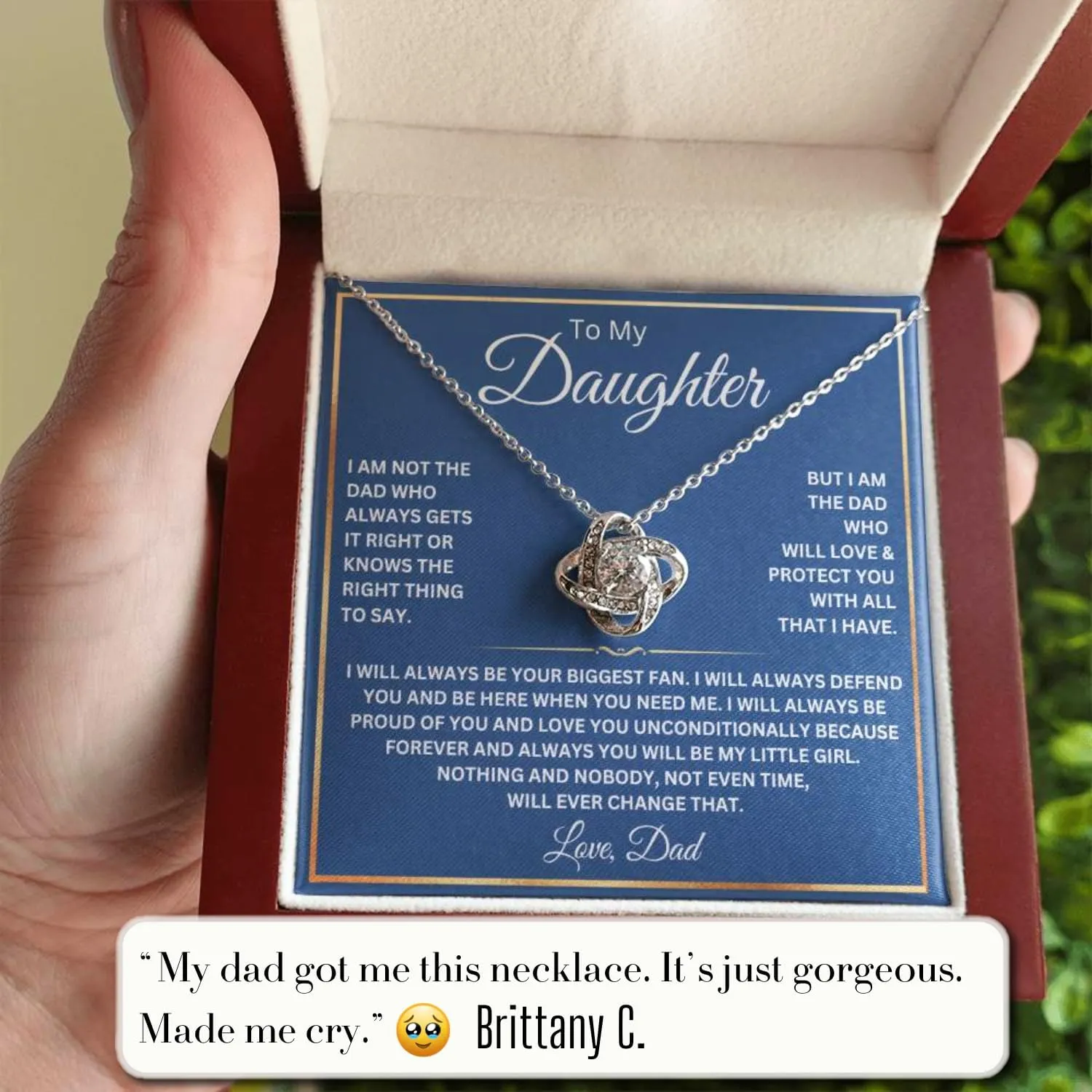 To My Daughter Necklace From Dad With Heartfelt Message, Daughter Birthday Present From Dad, Jewelry Gifts For Graduation for Her From Mom or Daddy, 14K Pendant
