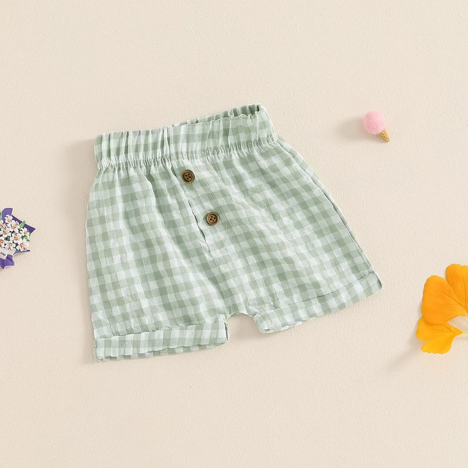 Toddler Boy Girl Shorts Cotton Gingham Shorts Casual Elastic Waist Jogger Boxer Shorts Bottoms