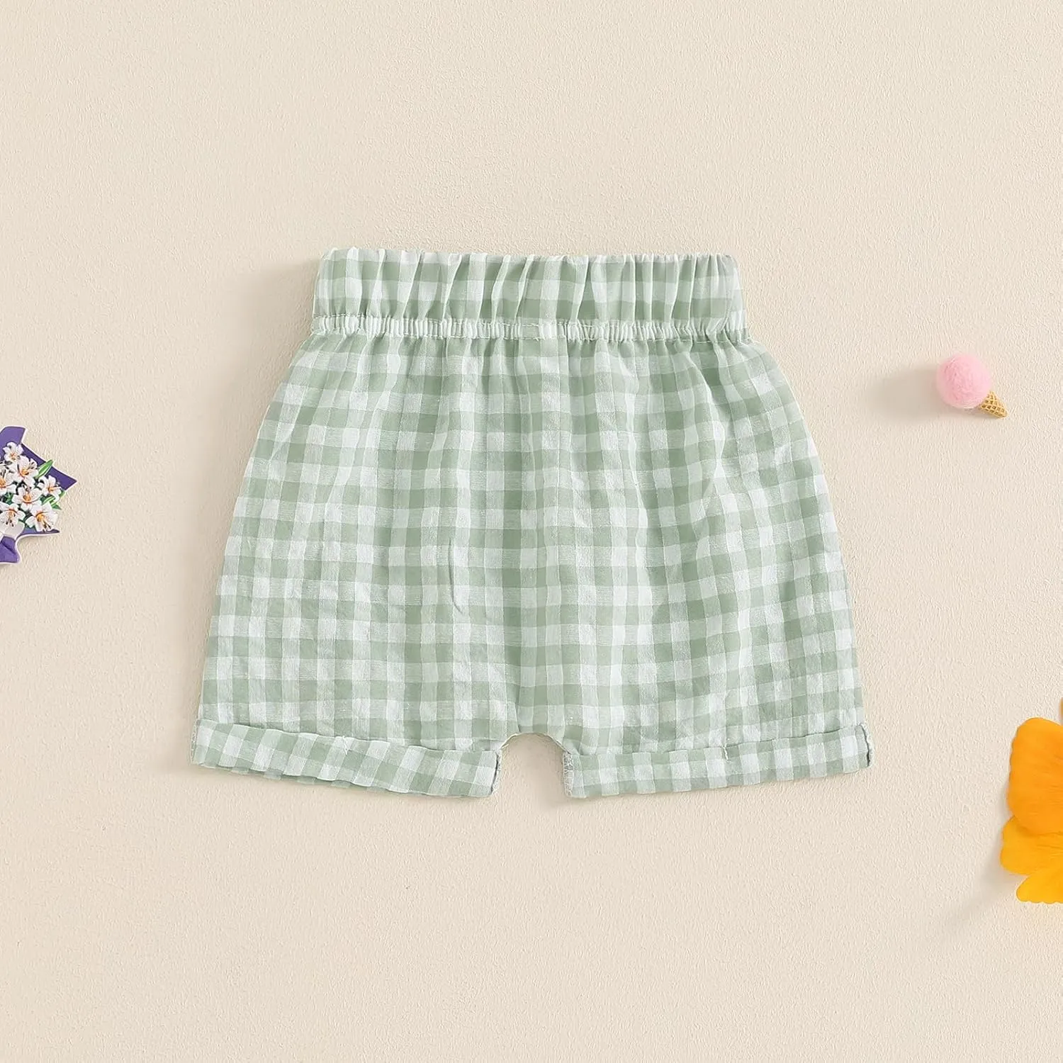Toddler Boy Girl Shorts Cotton Gingham Shorts Casual Elastic Waist Jogger Boxer Shorts Bottoms