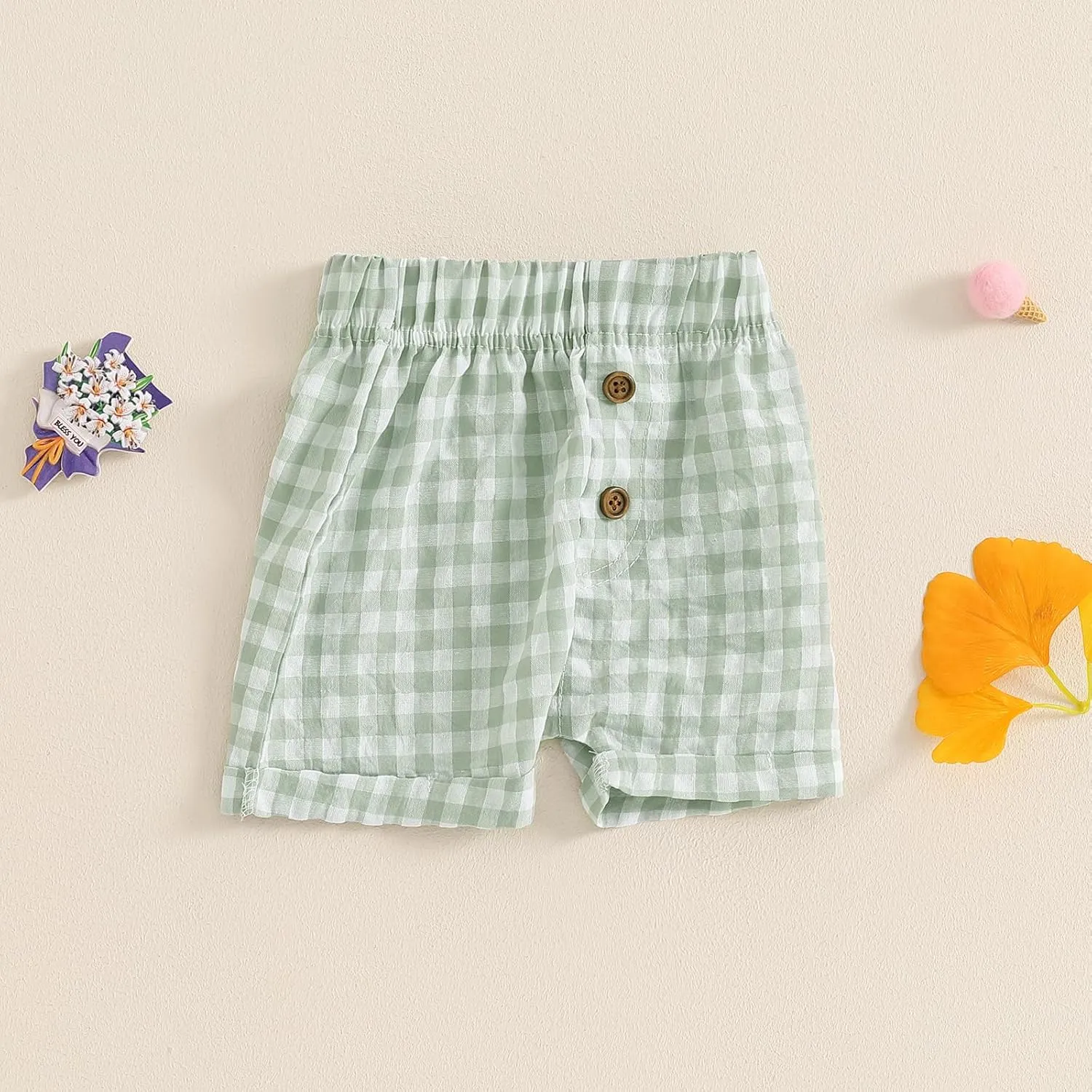 Toddler Boy Girl Shorts Cotton Gingham Shorts Casual Elastic Waist Jogger Boxer Shorts Bottoms