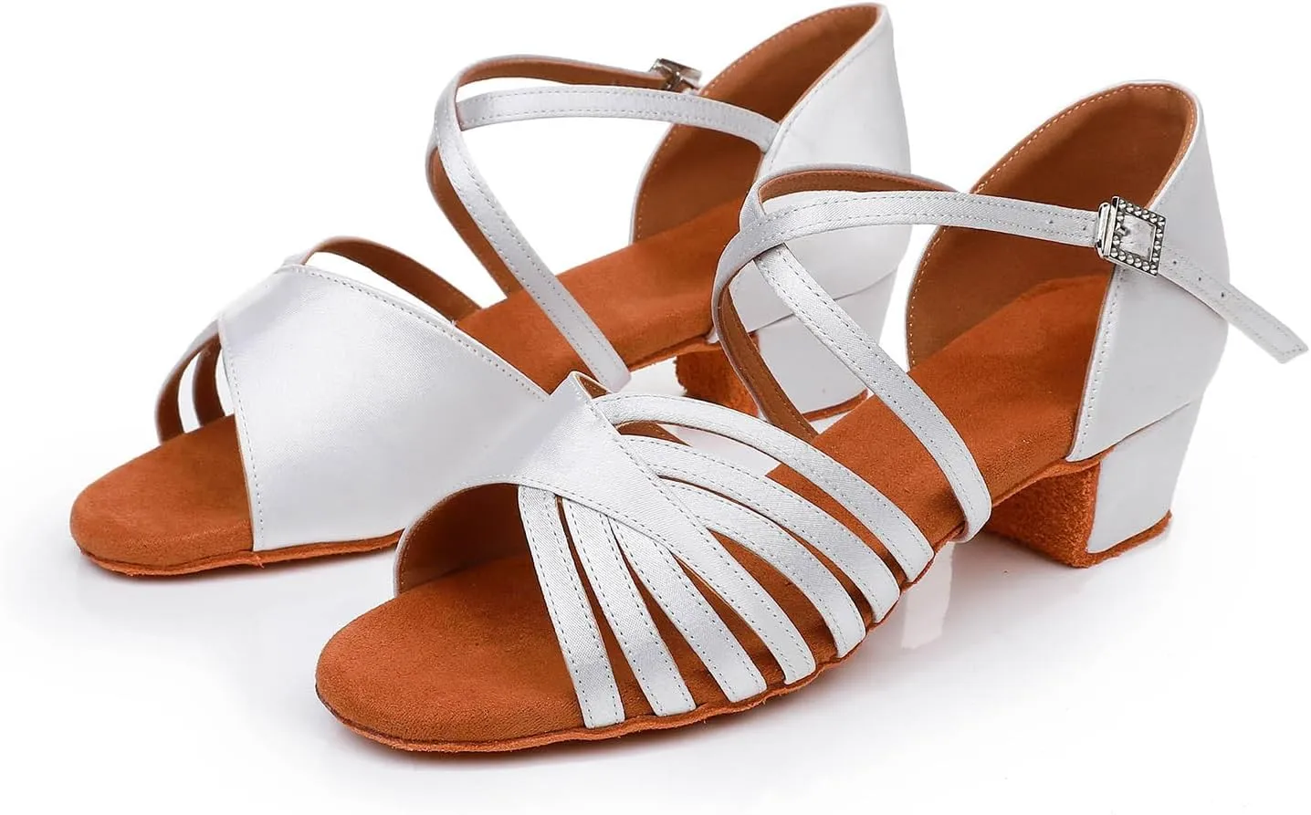 Toddler Girls Latin Dance Shoes Low Heel Kids Salsa Ballroom Dancing Shoes Practice Professional Performance, Model EM-L1050