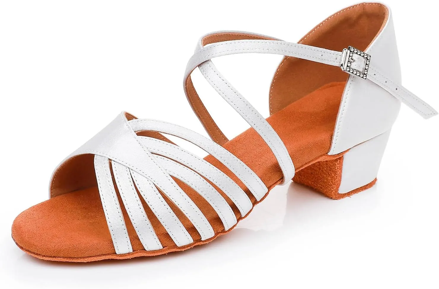 Toddler Girls Latin Dance Shoes Low Heel Kids Salsa Ballroom Dancing Shoes Practice Professional Performance, Model EM-L1050