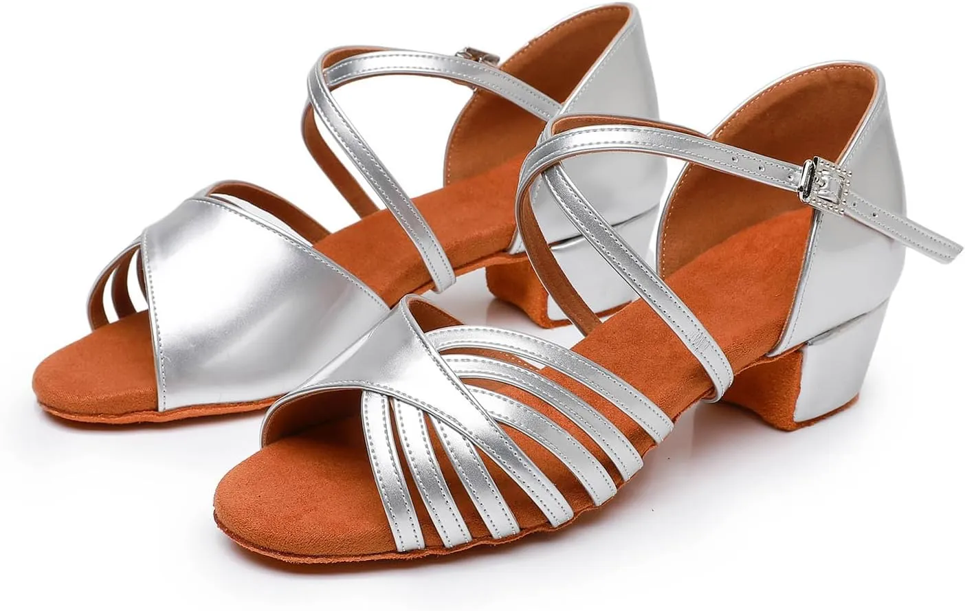 Toddler Girls Latin Dance Shoes Low Heel Kids Salsa Ballroom Dancing Shoes Practice Professional Performance, Model EM-L1050