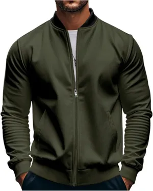 Track Jacket for Men Athletic Workout Lightweight Windproof Jacket Casual Spring Fall Windbreaker Bomber Zip Up Coat